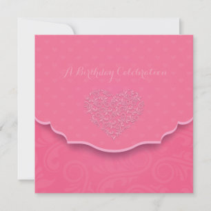Heart Filigree Anniversaire Fête Invitation