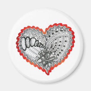 Heart Fire Red Doodle Magnet
