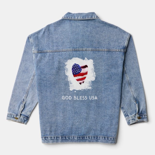 *~* HEART Flag AP27 Old Glory Patriotic USA Gott Jeansjacke (Rückseite)