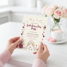 Heart Floral Galentine’s Party Invitation Einladung