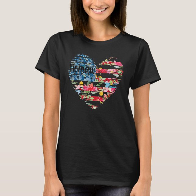 Heart Flower Flag Memaw T-Shirt (Vorderseite)
