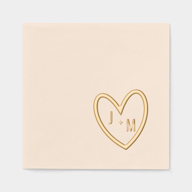 Heart Foil Stamps Napkins Servietten Mit Folie (Vorderseite)