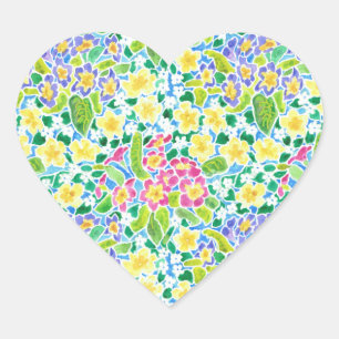 Heart-förmige Aufkleber, Hübsche Primrosen Herz-Aufkleber