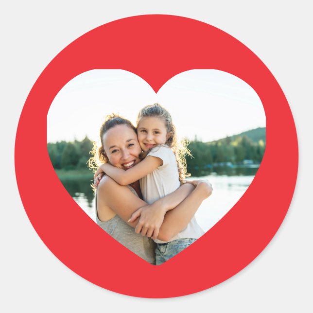 Heart Foto Red Runder Aufkleber (Vorderseite)