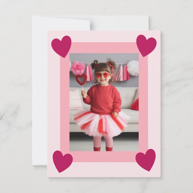 Heart Frame Kid Photo Valentine Card, Child School Mitteilungskarte (Vorderseite)