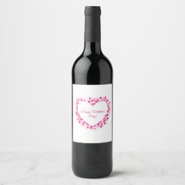 Heart Frame Valentine's Wine Label Weinetikett