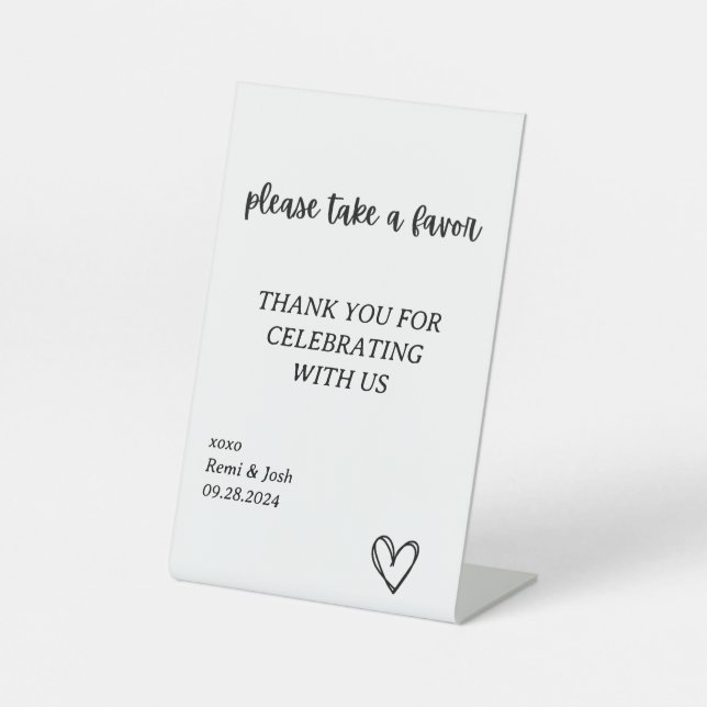 HEART Gastgeschenke Hochzeiten Pedestzeichen Sockelschild (Vorderseite)