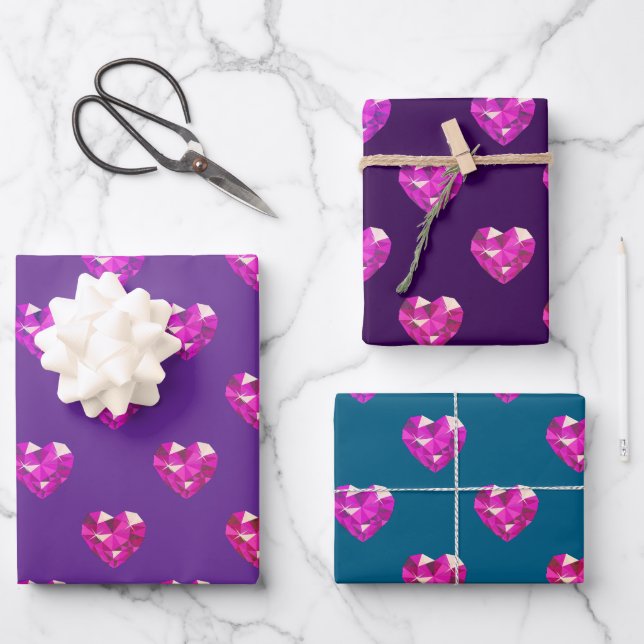 Heart Gemstone  Geschenkpapier Set (Vorderseite)