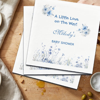 Heart Glasses Teddy Bear Blue Baby Shower  Serviette