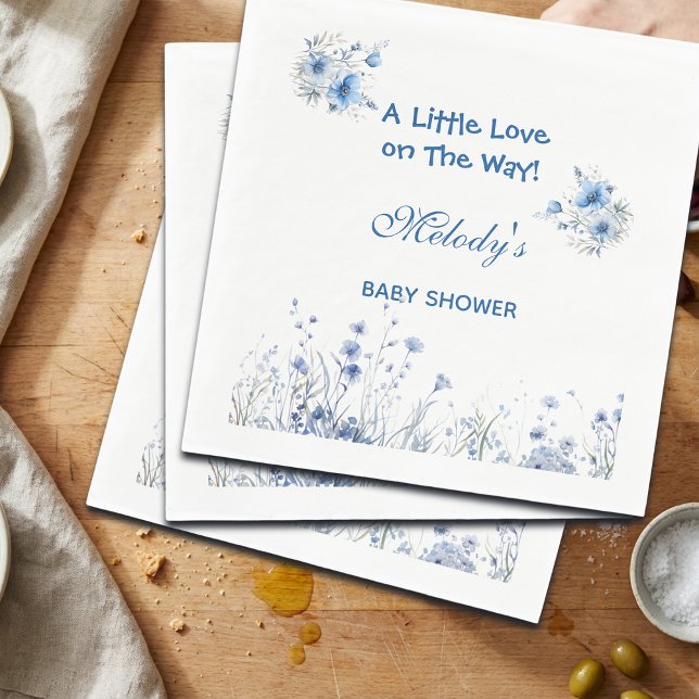 Heart Glasses Teddy Bear Blue Baby Shower  Serviette (Von Creator hochgeladen)