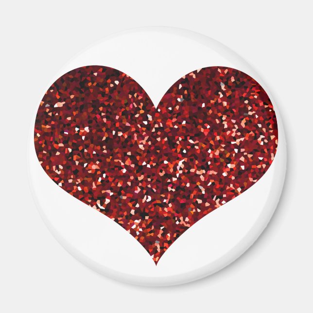 Heart Glittery Red Glitzer Funkelnd Pattern Hochze Magnet (Vorne)