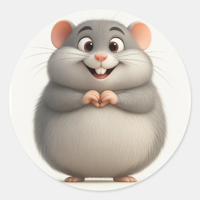 Heart-Hand-Cartoon-Maus-Aufkleber Runder Aufkleber (Vorderseite)