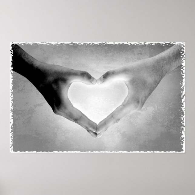 Heart Hands B&W Foto Poster (Vorne)