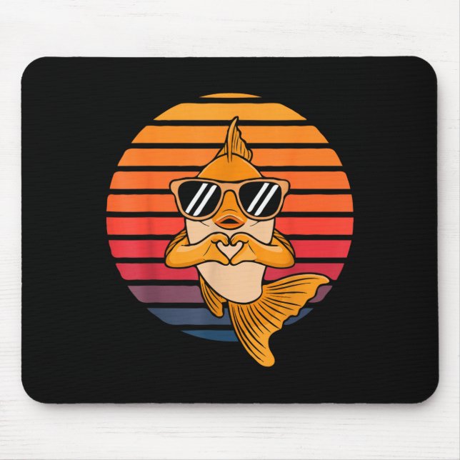 Heart Hands Funny Retro Goldfish Lover Sungles Mak Mousepad (Vorne)