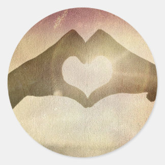 Heart Hands Runder Aufkleber