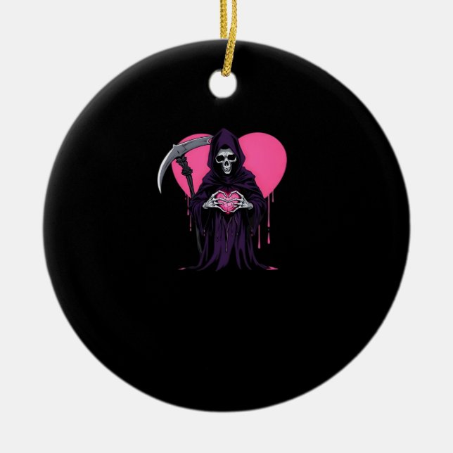 Heart Hands Sensenmann Classic Meme Keramik Ornament (Vorne)