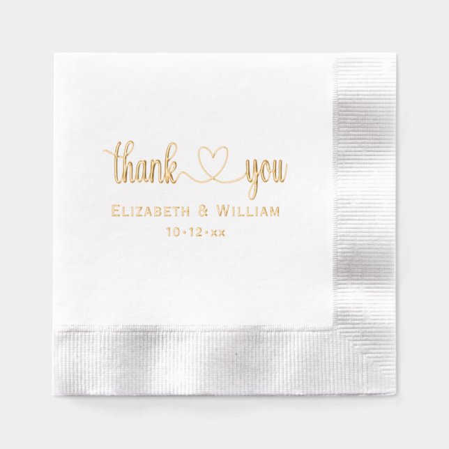 Heart Handwriting Wedding Typografy Danke, #3 Servietten Mit Folie (Vorderseite)