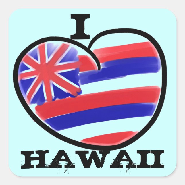Heart Hawaii Staatsflagge künstlerische Aufkleber (Vorderseite)