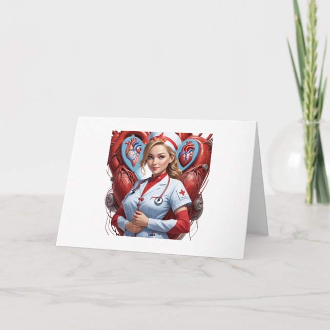 Heart & Healing - Nurse with Anatomical Heart Karte (Vorderseite)
