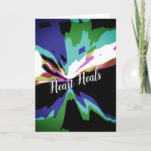 "Heart Heals" in Burgund Dunkelgrüne Marine Gold A Karte (Vorderseite)