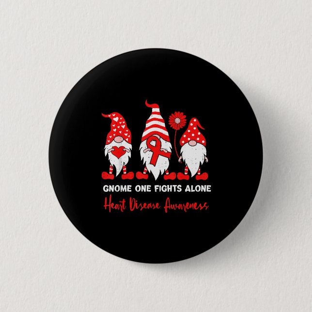 Heart Health Gnome Heart Disease Awareness Chd Red Button (Vorderseite)