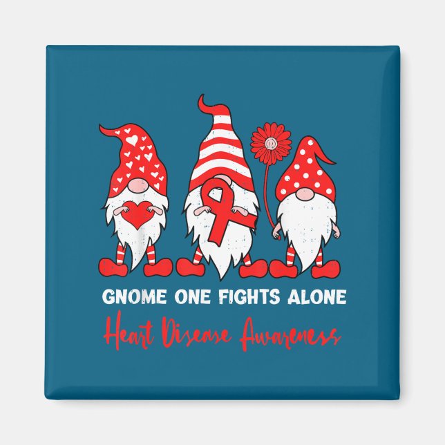 Heart Health Gnome Heart Disease Awareness Chd Red Magnet (Vorne)