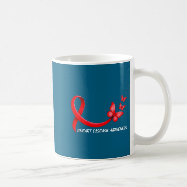 Heart Health Heart Disease Awareness Chd Red Ribbo Kaffeetasse (Rechts)