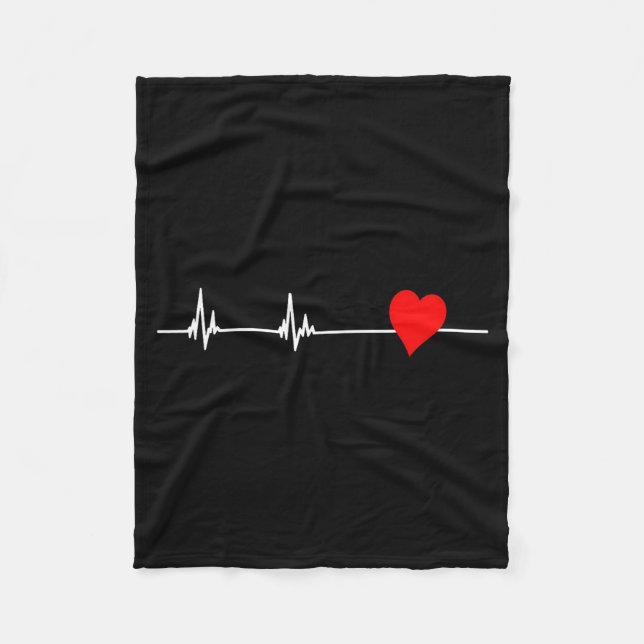 Heart Health Heart Disease Awareness Heartbeat Wom Fleecedecke (Vorderseite)