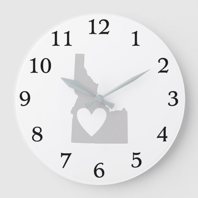 Heart Idaho Form Herz Liebe Idahoan Adore Idahoer Große Wanduhr (Vorderseite)