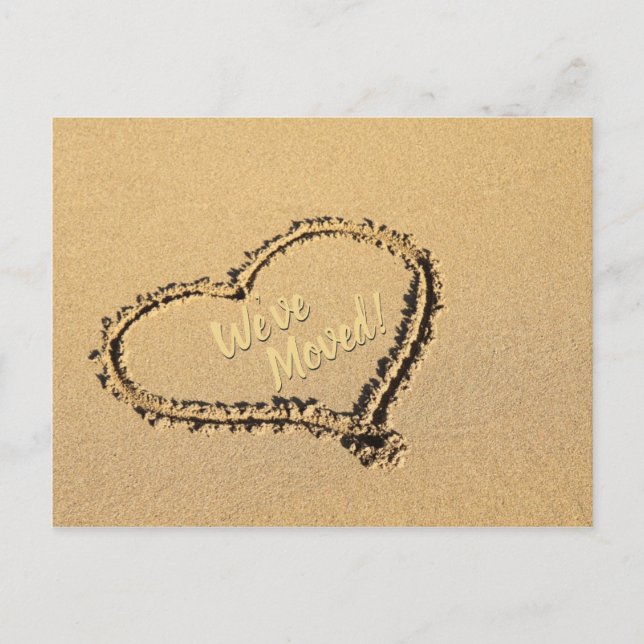 Heart in Beach Sand Nouveau Faire-part d'adresse (Devant)