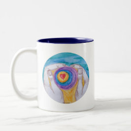 Heart in Hands Cir No-Saying; titled; dig signed Zweifarbige Tasse