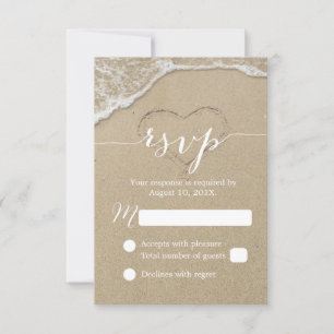 Heart in the Sand Beach Wedding Réponse RSVP