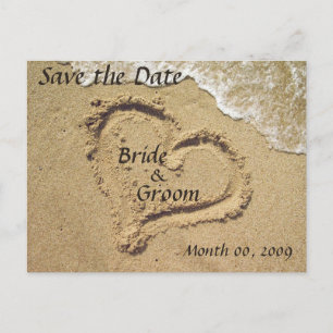 Heart in the Sand Save the Date Cartes postales