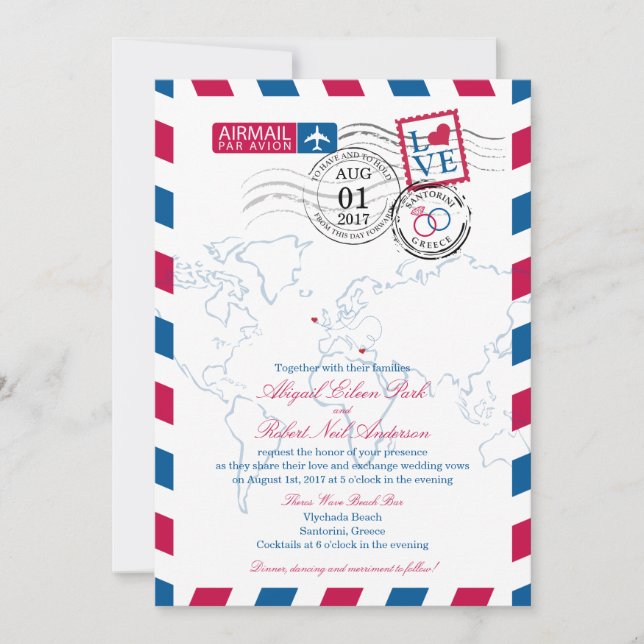 Heart Ireland und Griechenland Wedding Einladung (Vorderseite)