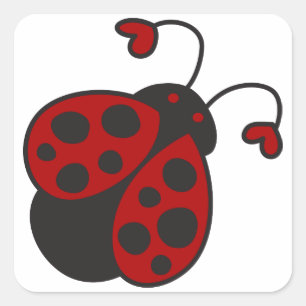 Heart Ladybug Quadratischer Aufkleber