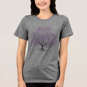Heart Leaf Lavender Tree Vintag Bird Wedding Tri-Blend Shirt