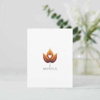 Heart Leaf Minimalist Orange Personalized Mitteilungskarte