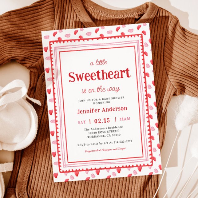 Heart Little Sweetheart Valentine's Baby Shower Einladung (Von Creator hochgeladen)