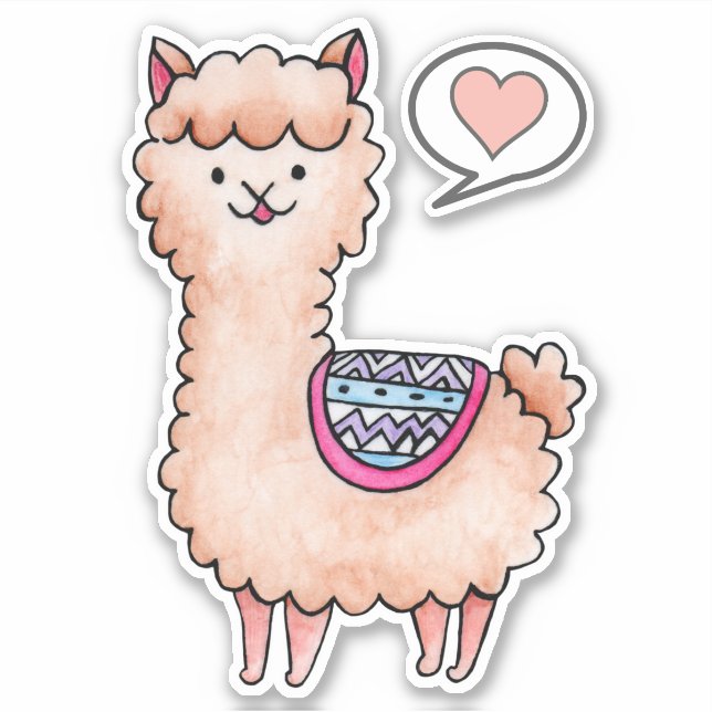 Heart Llama Aufkleber (Vorderseite)
