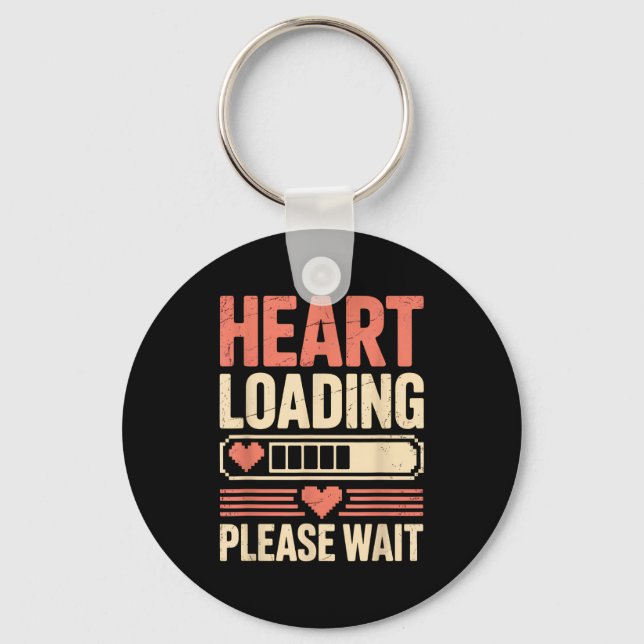 Heart Loading Please Wait Retro Xel Valentine Humo Schlüsselanhänger (Vorderseite)
