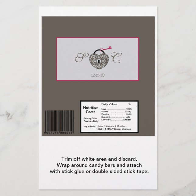 Heart Lock Wedding Large Hershey's Wrapper Flyer (Vorne)