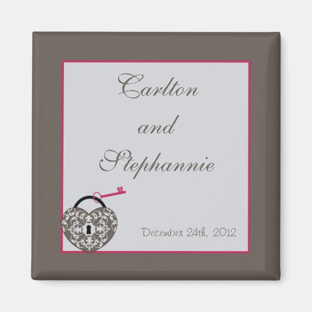 Heart Lock Wedding Magnet Bevorzugung (Vorne)