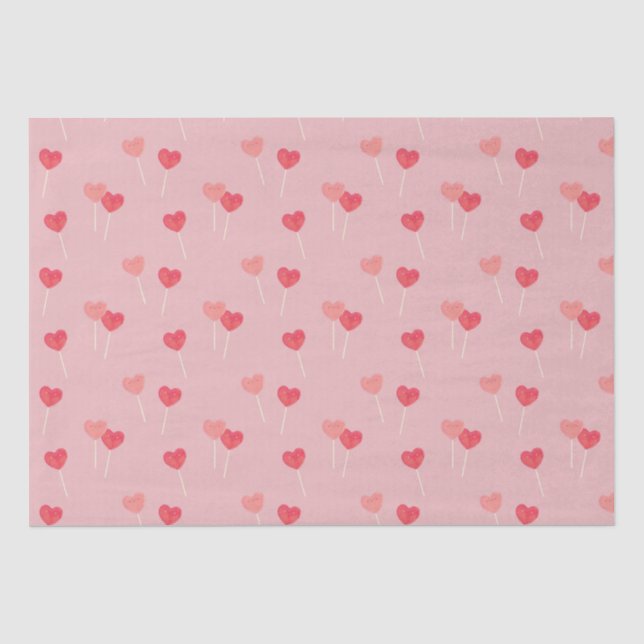 Heart Lollipop Valentine Liebe Tissue Paper Seidenpapier (Vorderseite)