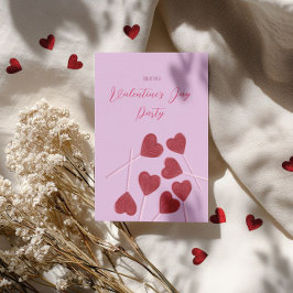 Heart Lollipops on Pink – Valentine’s Day Party Einladung