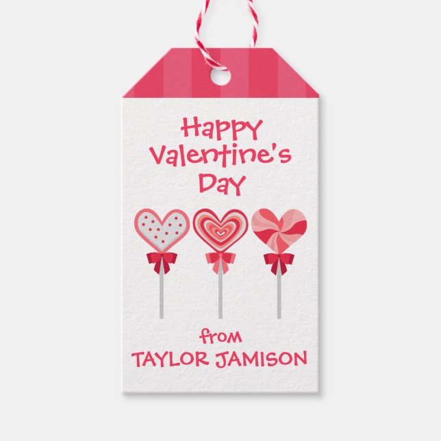 Heart Lollipops Personalisierte Valentindisketten Geschenkanhänger (Vorderseite)
