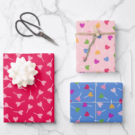 Heart Lollipops - Wrapping Paper Trio Geschenkpapier Set