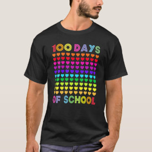 Heart Love 100 Jours D'école T-shirt Professeur Ga