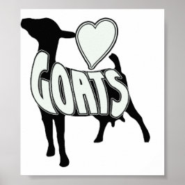 HEART LOVE GOATS LOGO ICON PRINT POSTER