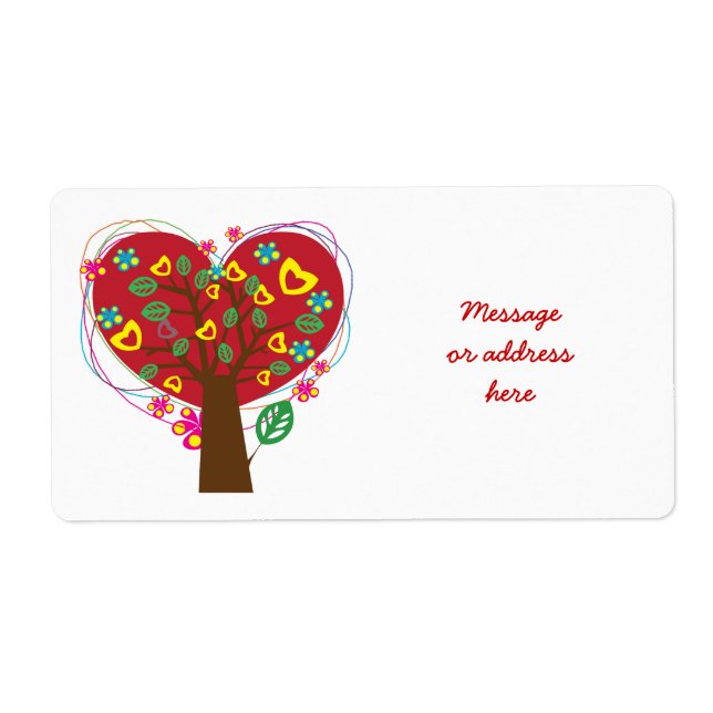 Heart love tree Le étiquette personnalisé de Valen (Devant)