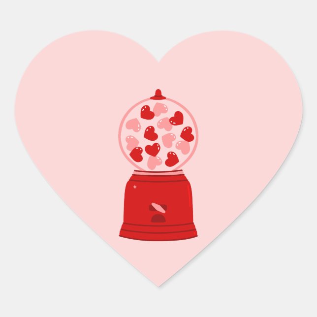 heart love valentine gum machine gumballs Herz-Aufkleber (Vorderseite)